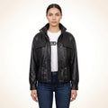 Women’s Black Genuine Leather Utility Jacket