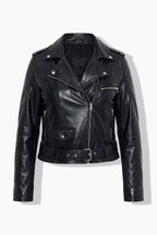 Women’s Black Short Moto Zip Closure Jacket
