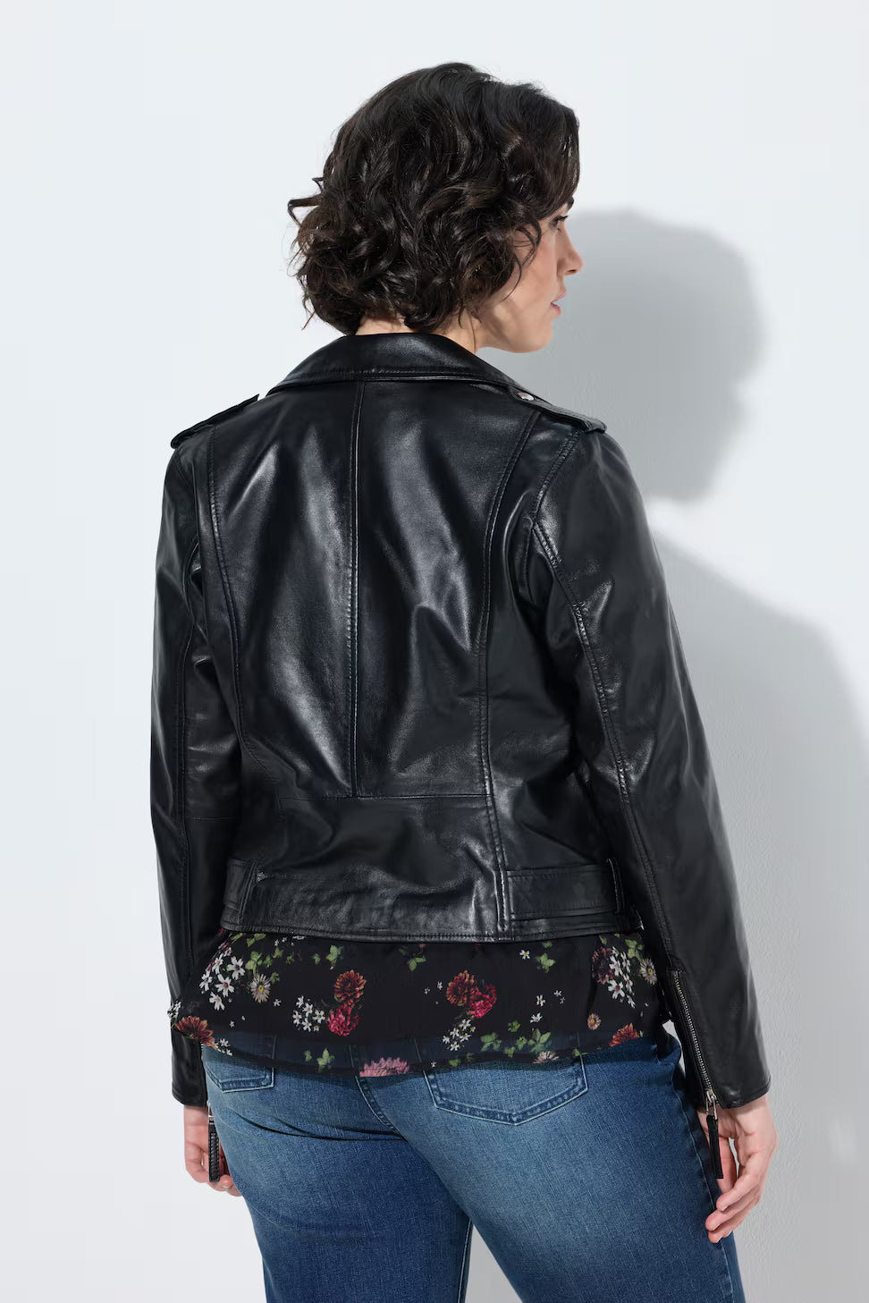 Women’s Black Short Moto Zip Closure Jacket