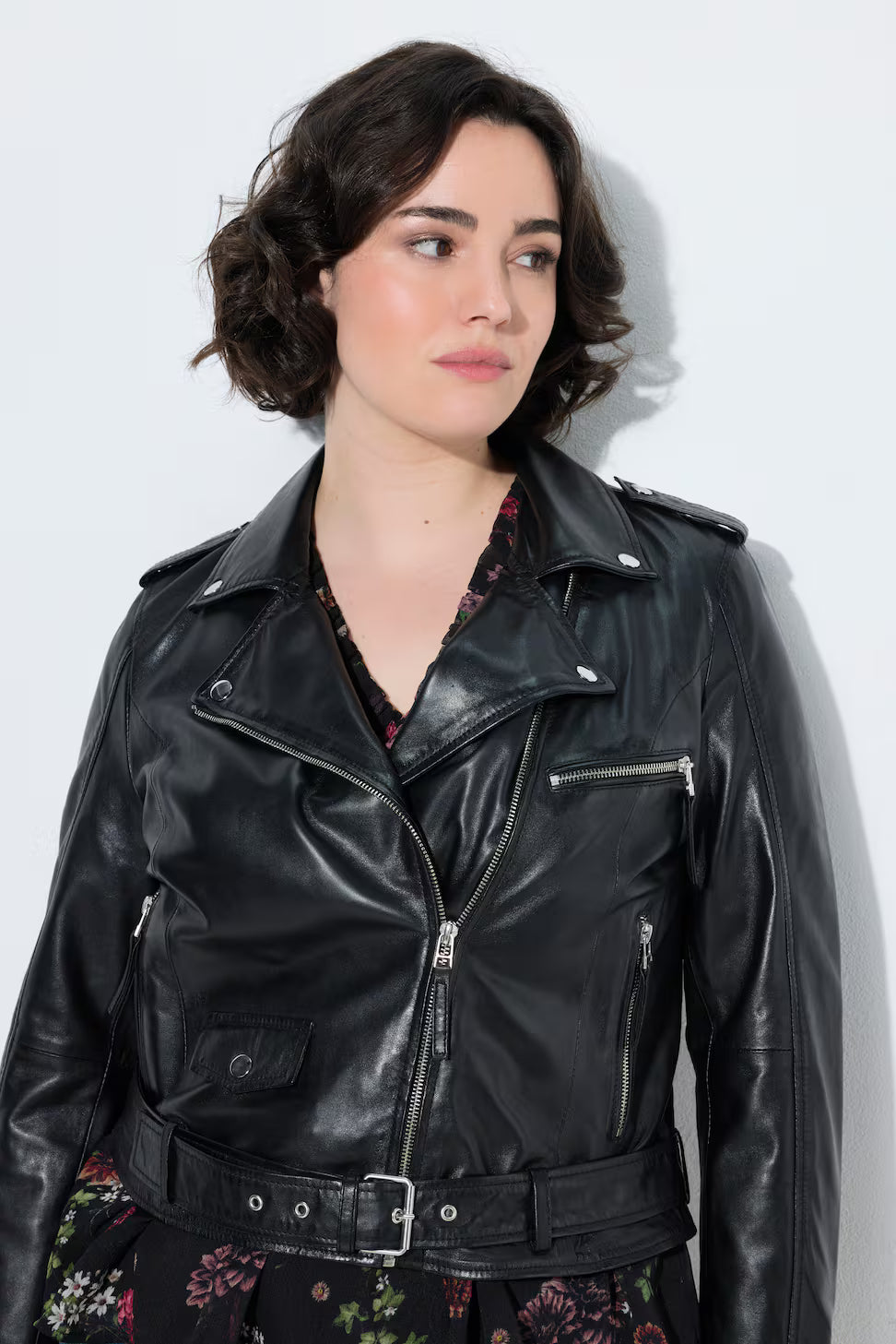 Women’s Black Short Moto Zip Closure Jacket