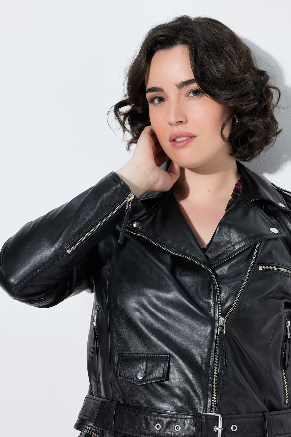 Women’s Black Short Moto Zip Closure Jacket