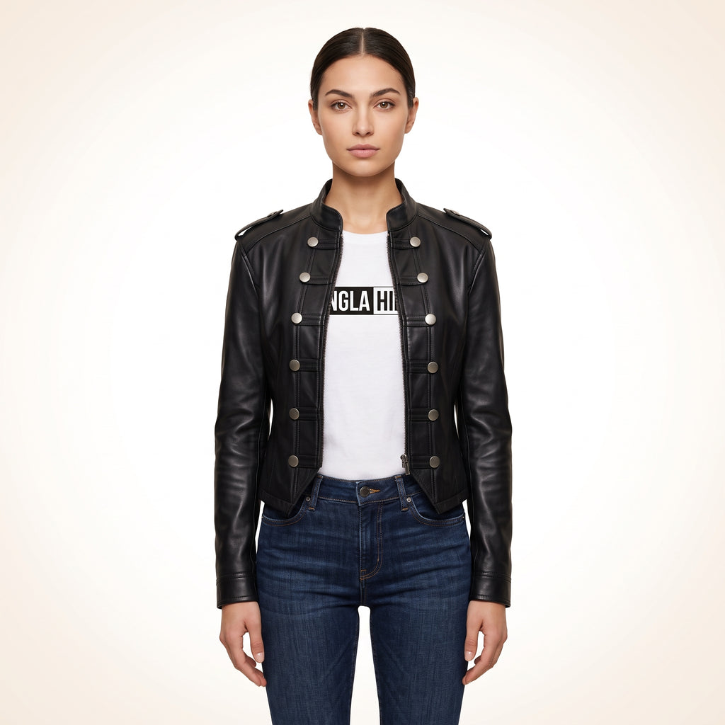 Women’s Black Genuine Cross Closure Jacket