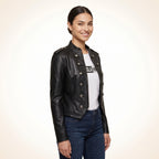 Women’s Black Genuine Cross Closure Jacket