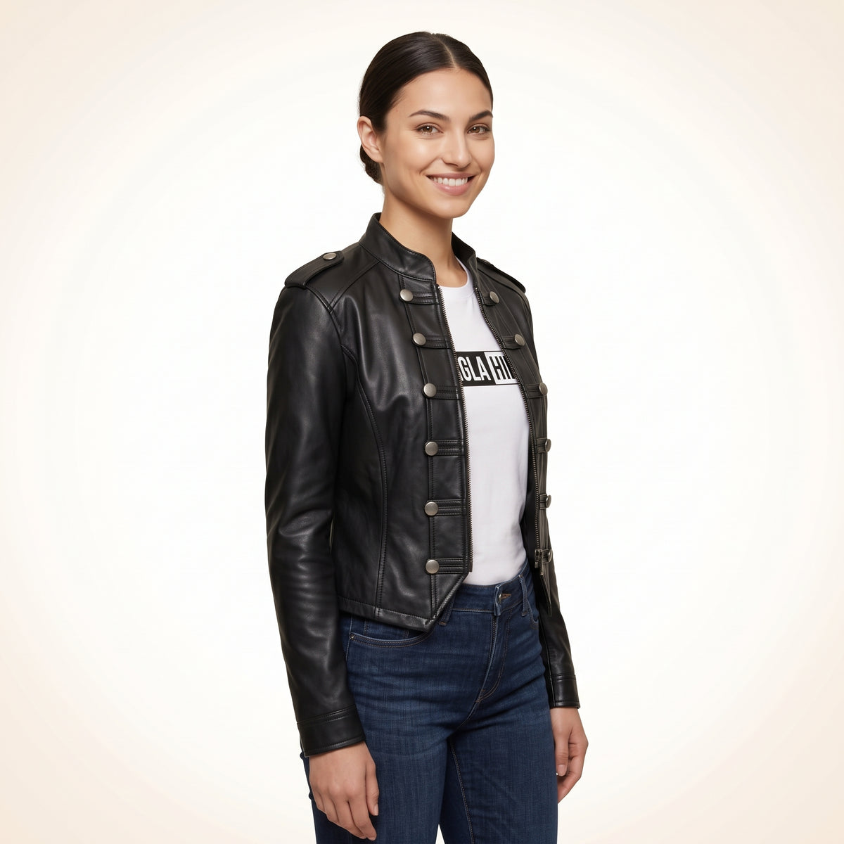 Women’s Black Genuine Cross Closure Jacket