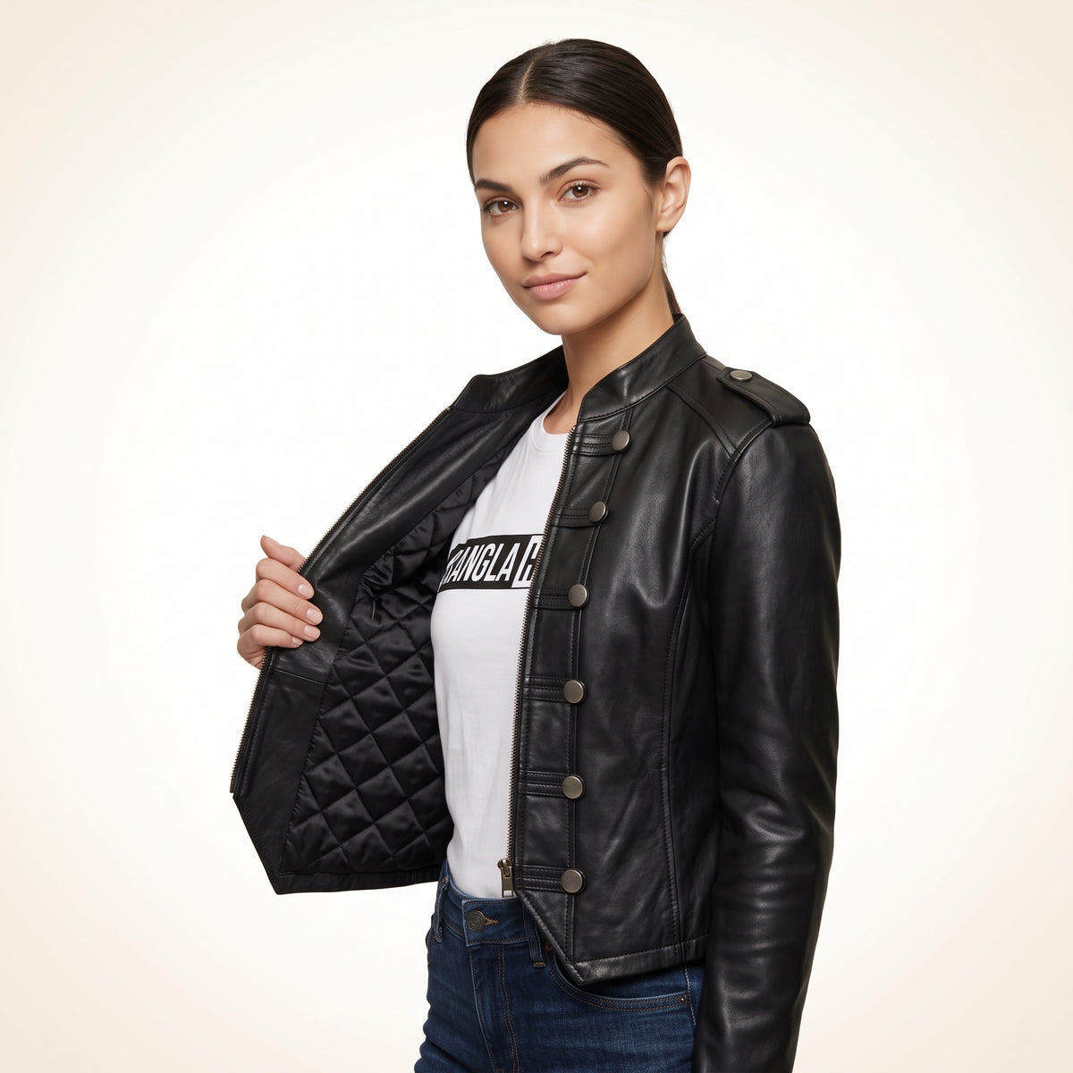 Women’s Black Genuine Cross Closure Jacket