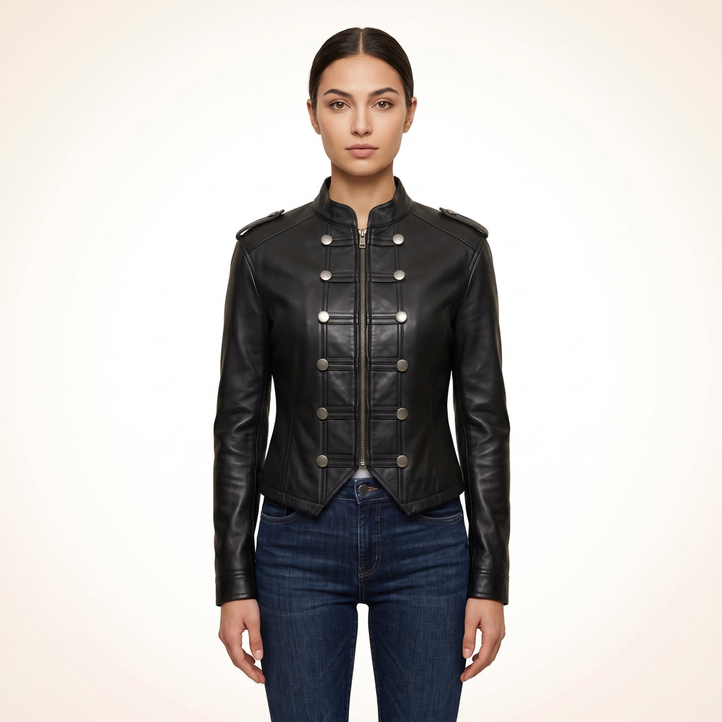 Women’s Black Genuine Cross Closure Jacket