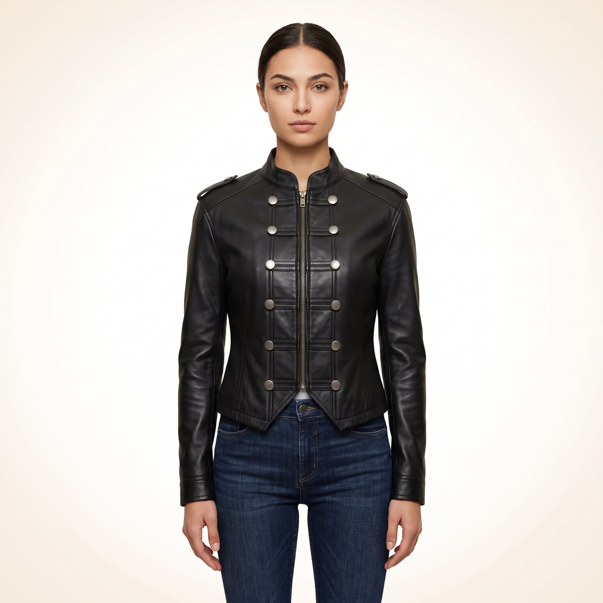 Women’s Black Genuine Cross Closure Jacket