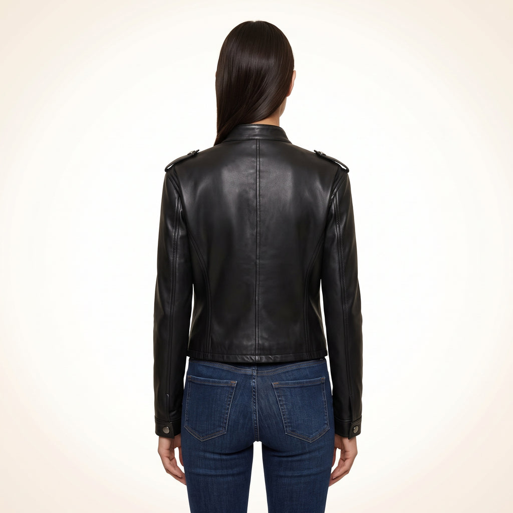 Women’s Black Genuine Cross Closure Jacket