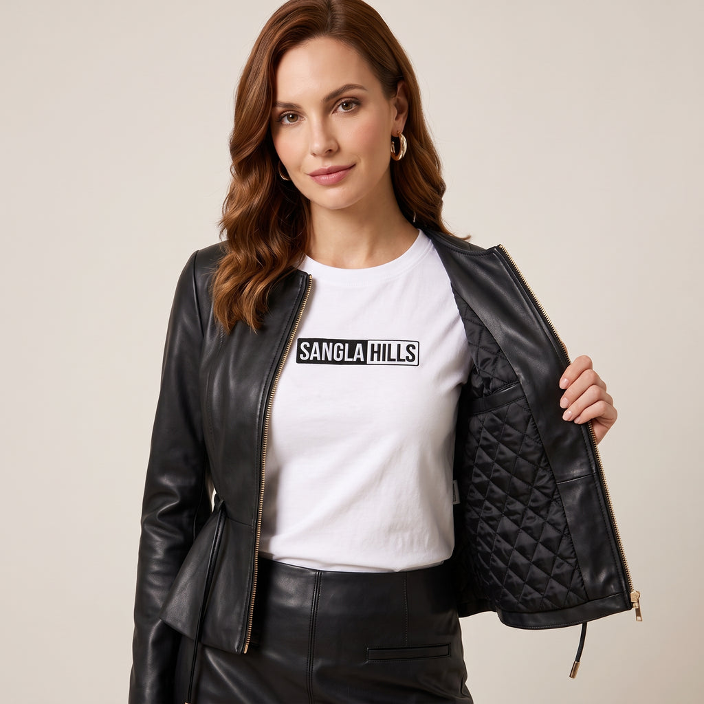 Women’s Black colarless zip Closure Jacket