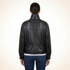 Women’s Black Genuine Leather Utility Jacket