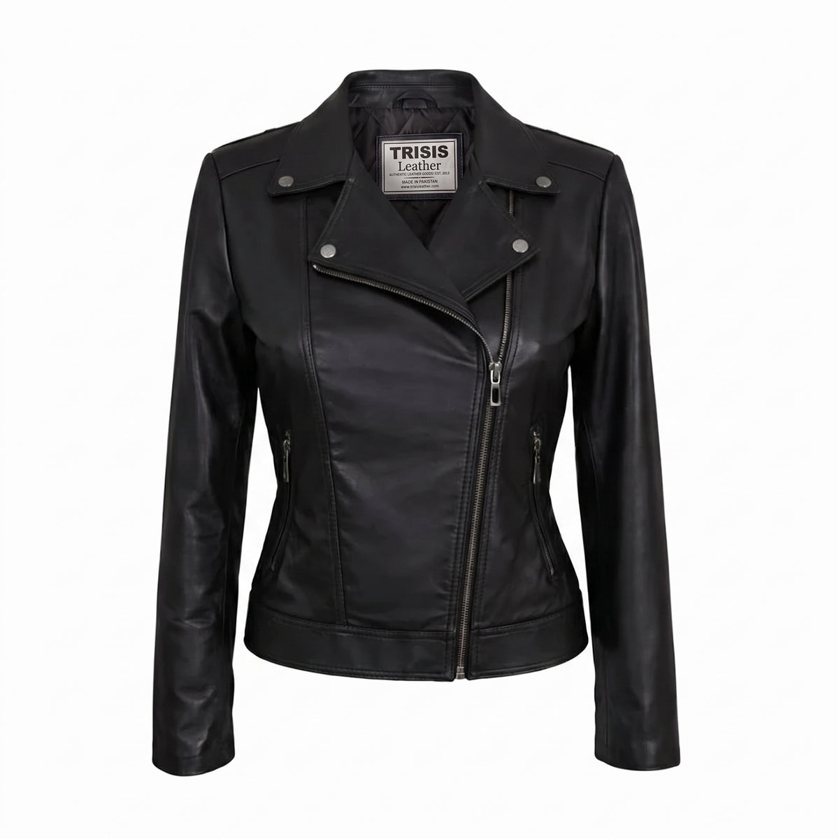 Women's Classic Black Leather Biker Jacket