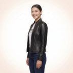 Retro Sleeky Black Leather Jacket