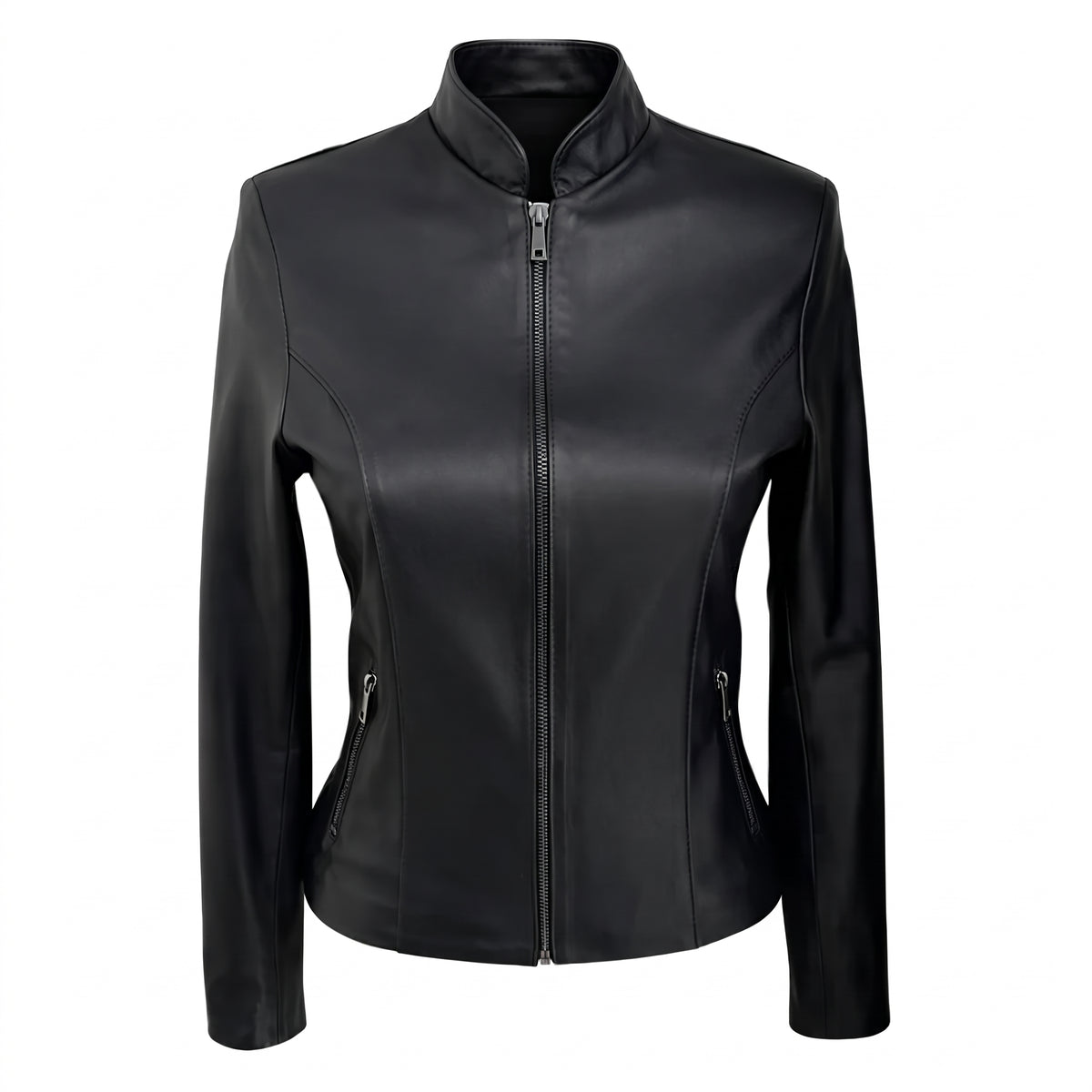 Retro Sleeky Black Leather Jacket