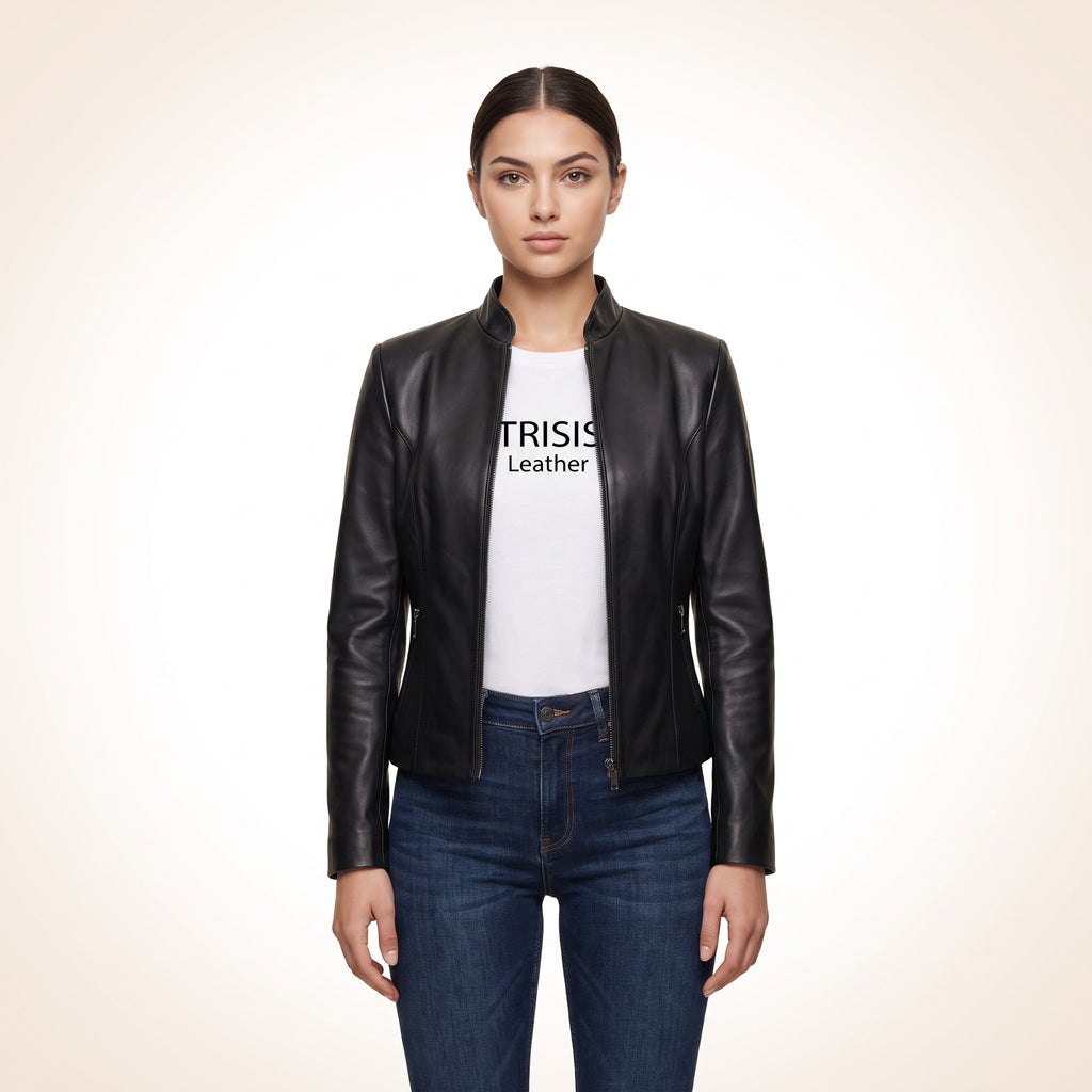 Retro Sleeky Black Leather Jacket