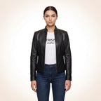 Retro Sleeky Black Leather Jacket