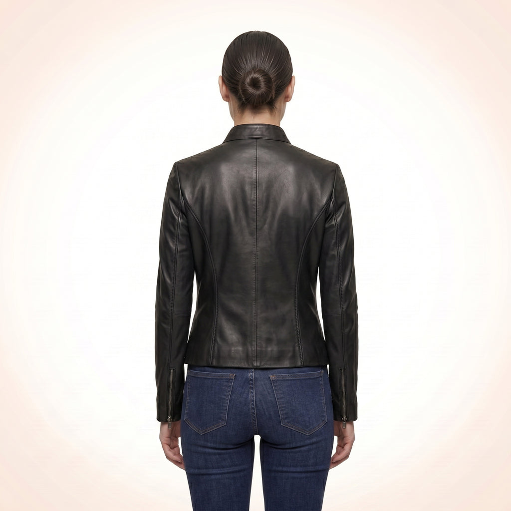 Retro Sleeky Black Leather Jacket