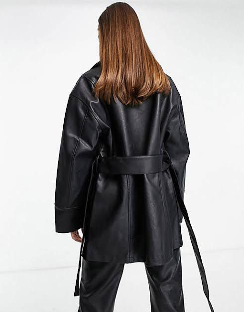 Black Faux Leather Tailored Blazer
