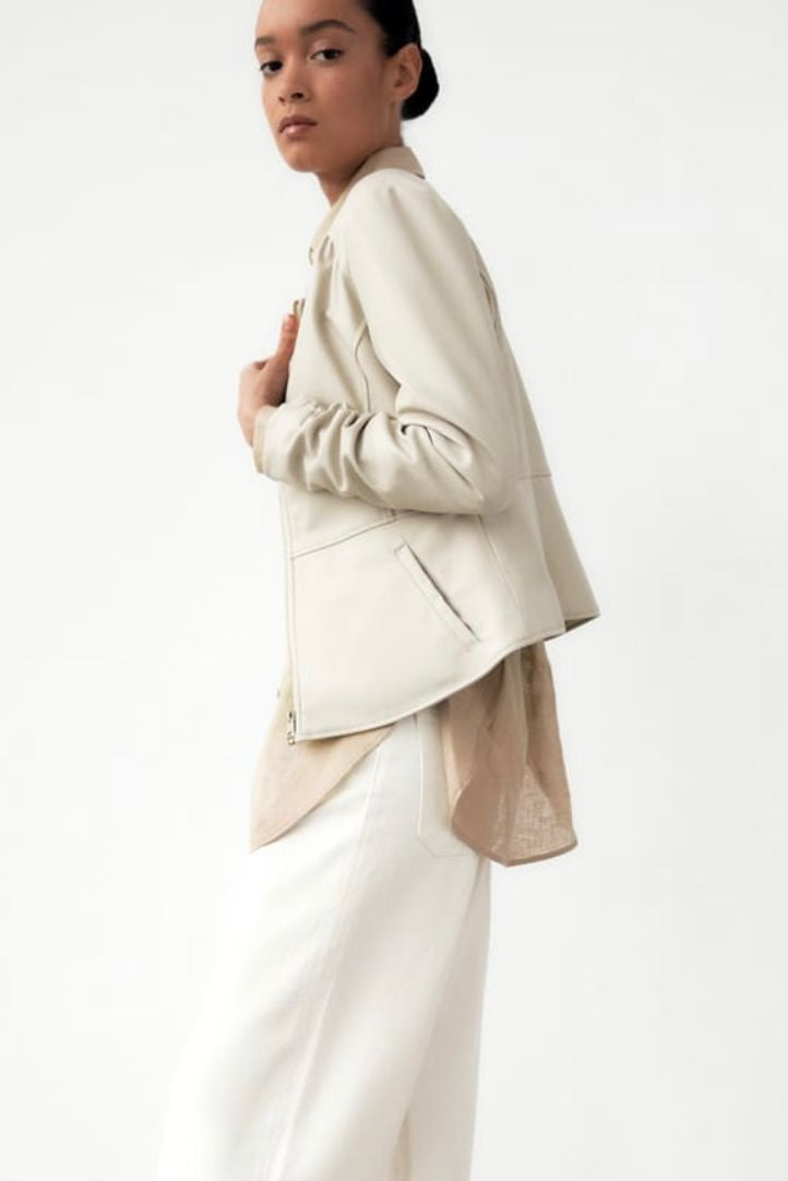 Cream Minimalist Structured Jacket