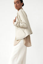 Cream Minimalist Structured Jacket