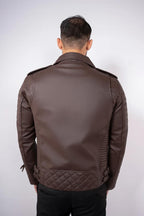 Brown leather biker jacket